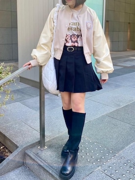 「ガーリーコーデ」｜「アイテム（ブルゾン）」を使った、emsexcite　/　エムズエキサイトさん（レディース・148cm）の冬コーディネート