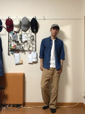 「YEVS（イーブス）のアイテム（パンツ）」を使った、渡邉健人さん（メンズ・176cm）の夏コーディネート