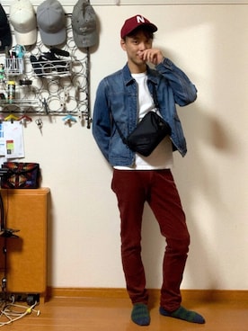 「ラブアンドピース2020」｜「アイテム（デニムジャケット）」を使った、渡邉健人さん（メンズ・176cm）の秋コーディネート