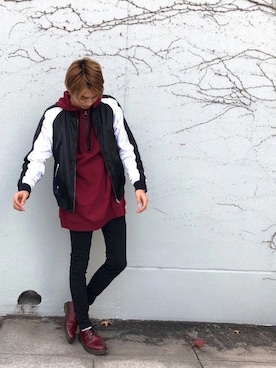 「Dr. Martens（ドクターマーチン）のDr.Martens (ドクターマーチン)/1461 3EYE GIBSON SHOES（その他シューズ）」を使った、Takuさん（メンズ・180cm）の冬コーディネート