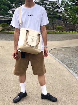 「ニコアンド」｜「アイテム（レインシューズ）」を使った、Takuさん（メンズ・180cm）の夏コーディネート