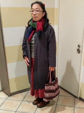 「SM2（エスエムツー）のアイテム（ステンカラーコート）」を使った、るふなさん（レディース・152cm）の春コーディネート