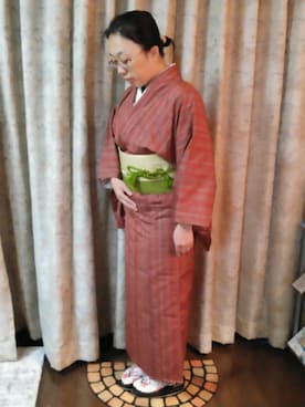 「帯結ばない帯結び」｜るふなさん（レディース・152cm）の秋コーディネート