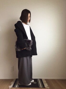 「アイテム（ステンカラーコート）」を使った、kuukoさん（レディース・153cm・30代）の冬コーディネート