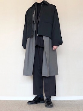 「UNIQLO（ユニクロ）のソフトタッチタートルネックT（長袖）（Tシャツ/カットソー、ブラック系）」を使った、ゆべしさん（メンズ・184cm）の春コーディネート