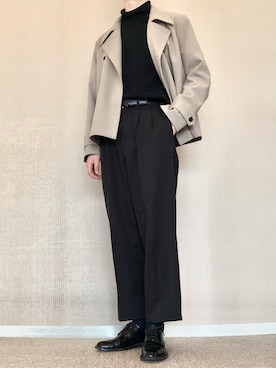 「knock seoulのアイテム（ジャケット/アウター、ベージュ系）」を使った、ゆべしさん（メンズ・184cm）の春コーディネート