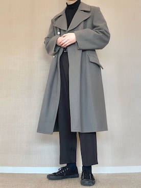 「usedのアイテム（トレンチコート、グレー系）」を使った、ゆべしさん（メンズ・184cm）の春コーディネート