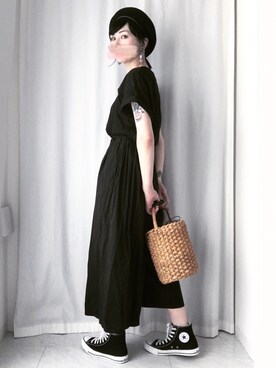 「coca（coca）（コカ）のアイテム（ハンチング/ベレー帽）」を使った、うららさん（レディース・163cm）の夏コーディネート