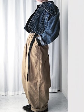 「だぼだぼ」｜「アイテム（デニムジャケット）」を使った、うららさん（レディース・163cm）の秋コーディネート