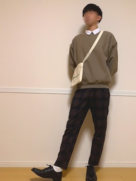 「Champion（チャンピオン）のアイテム（ショルダーバッグ）」を使った、つよぽんさん（メンズ・175cm）の冬コーディネート
