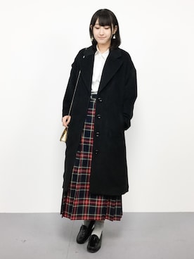 「rps（アールピーエス）のアイテム（チェスターコート）」を使った、はしもさん（レディース・162cm）の秋コーディネート