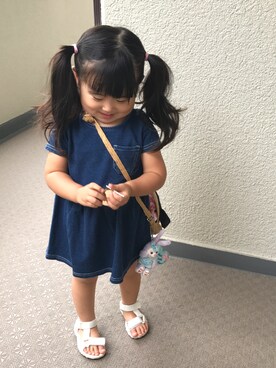 「無印良品（ムジルシリョウヒン）のアイテム（ワンピース/ドレス）」を使った、melodie010さん（キッズ・90cm）の夏コーディネート