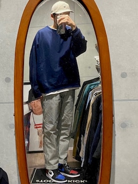 「エアジョーダン1」｜「アイテム（スウェット）」を使った、nowhere☻さん（メンズ・180cm）の春コーディネート