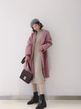 「秋冬」｜「アイテム（ダッフルコート）」を使った、静かにさん（レディース・161cm）の冬コーディネート