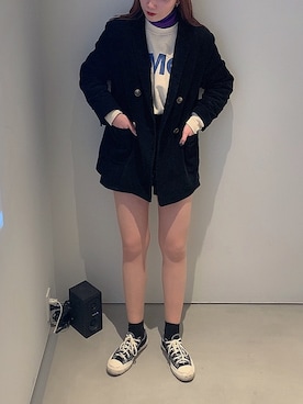 「LMCのアイテム（スウェット）」を使った、annaさん（レディース・167cm）の春コーディネート