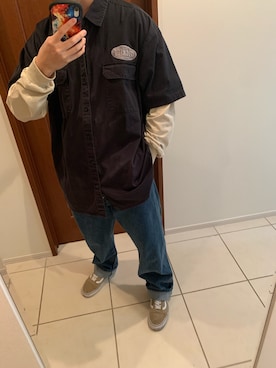 「Dickies（ディッキーズ）のアイテム（シャツ/ブラウス、ブラック系）」を使った、SUSUさん（メンズ・173cm）の春コーディネート