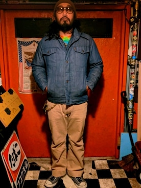 「RRL（ダブル アール エル）のアイテム（チノパンツ）」を使った、pieceFlowerさん（メンズ・171cm）の冬コーディネート