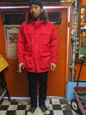 「古着好きな人と繋がりたい」｜「アイテム（マウンテンパーカー）」を使った、pieceFlowerさん（メンズ・171cm）の冬コーディネート