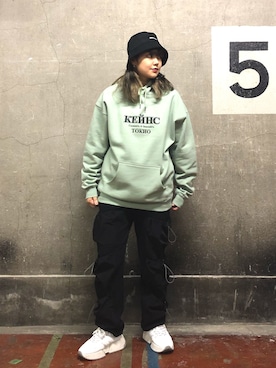 「L.H.P（エルエイチピー）のアイテム（帽子）」を使った、モリナガ  ナツキさん（レディース・161cm）の秋コーディネート