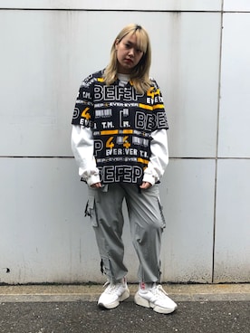 「原宿」｜「アイテム（カーゴパンツ）」を使った、モリナガ  ナツキさん（レディース・161cm）の春コーディネート