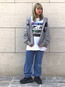 「ストリート服が好き」｜「アイテム（ブルゾン）」を使った、モリナガ  ナツキさん（レディース・161cm）の春コーディネート