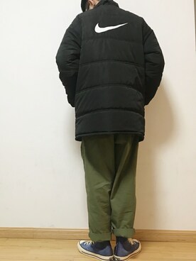 「NIKE（ナイキ）のアイテム（ピーコート）」を使った、卢克爆炸了さん（メンズ・177cm）の冬コーディネート