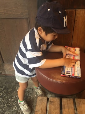 「NEW BALANCE（ニューバランス）の◆new balance KV996（スニーカー）」を使った、so_☺︎さん（キッズ・90cm）の夏コーディネート