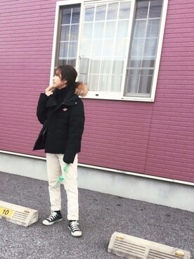 「CONVERSE（コンバース）の【CONVERSE】ALLSTAR OX（スニーカー）」を使った、so_☺︎さん（レディース・153cm）の冬コーディネート
