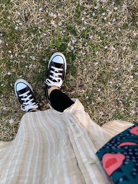 「CONVERSE（コンバース）の【CONVERSE】ALLSTAR OX（スニーカー）」を使った、so_☺︎さん（レディース・153cm）の春コーディネート