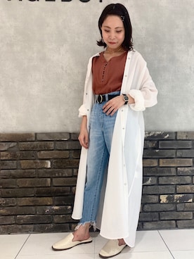 「PAGEBOY（ページボーイ）のアイテム（シャツワンピース）」を使った、ちゃんゆみさん（レディース・148cm）の春コーディネート