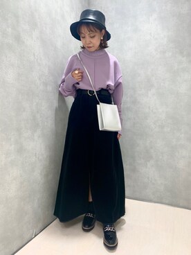 「PAGEBOY（ページボーイ）のハイネックウラケプルオーバー(トレーナー/スウェット)（スウェット）」を使った、ちゃんゆみさん（レディース・148cm）の秋コーディネート