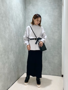 「PAGEBOY（ページボーイ）のハイネックウラケプルオーバー(トレーナー/スウェット)（スウェット）」を使った、ちゃんゆみさん（レディース・148cm）の秋コーディネート