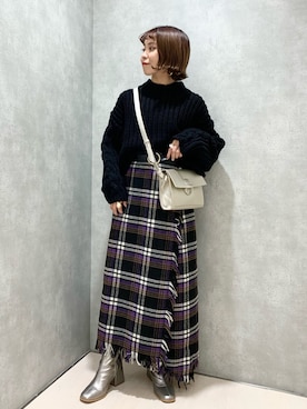 「PAGEBOY（ページボーイ）のハクミニショルダーBAG（ショルダーバッグ）」を使った、ちゃんゆみさん（レディース・148cm）の秋コーディネート