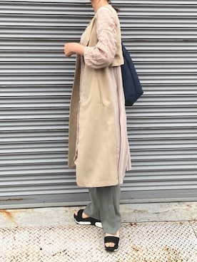 「ピスタチオ」｜「アイテム（トレンチコート）」を使った、MIRI | 水李さん（レディース・162cm）の春コーディネート