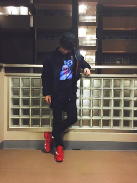 「DANKE SCHON（ダンケシェーン）のアイテム（MA-1）」を使った、Asaさん（メンズ・174cm）の冬コーディネート
