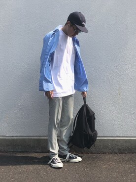 「OLIVER PEOPLES」｜「アイテム（帽子）」を使った、Ryutaro.さん（メンズ・178cm）の春コーディネート
