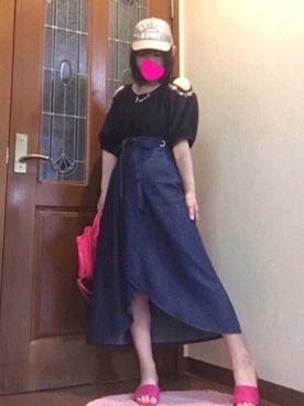 「オープンショルダー」｜「アイテム（ラッピングキット）」を使った、ピーチちゃん🍑さん（レディース・151cm）の夏コーディネート