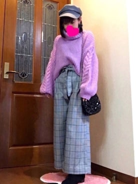 「袖ボリューム」｜「アイテム（キャスケット）」を使った、ピーチちゃん🍑さん（レディース・151cm）の冬コーディネート