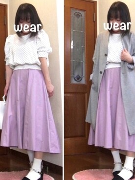 「Doux archives（ドゥアルシーヴ）のアイテム（ノーカラージャケット）」を使った、ピーチちゃん🍑さん（レディース・151cm）の春コーディネート