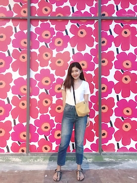 「marimekko（マリメッコ）のアイテム（その他）」を使った、Arisa Wongsookさん（レディース・164cm）の秋コーディネート