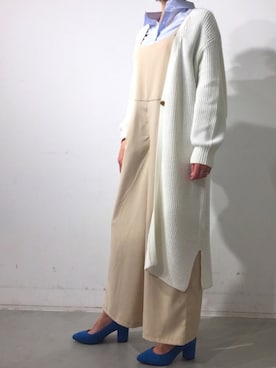 「ロングカーディガン」｜「アイテム（オールインワン・サロペット）」を使った、HaNaさん（レディース・160cm）の春コーディネート