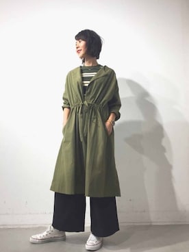 「羽織り」｜「アイテム（ダウンジャケット/コート）」を使った、HaNaさん（レディース・160cm）の夏コーディネート