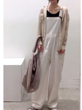 「koe（コエ）のアイテム（サロペット/オーバーオール）」を使った、ayaさん（レディース・172cm）の冬コーディネート