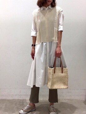 「ベスト×ワンピース」｜ayaさん（レディース・172cm）の春コーディネート