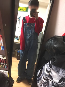 「ナイキスニーカー」｜「アイテム（サロペット/オーバーオール）」を使った、ケポップさん（メンズ・170cm）の春コーディネート