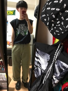 「アイテム（ローファー、グリーン系）」を使った、ケポップさん（メンズ・170cm）の夏コーディネート