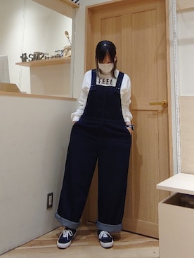 「Samansa Mos2 blue（サマンサモスモスブルー）のアイテム（サロペット/オーバーオール）」を使った、Kahoさん（レディース・158cm）の春コーディネート
