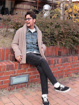 「寒い」｜「アイテム（デニムジャケット）」を使った、pdtshu41さん（メンズ・173cm）の冬コーディネート