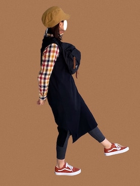 「CHUMS（チャムス）のアイテム（キャップ）」を使った、タマゴさん🥚さん（レディース・164cm）の冬コーディネート