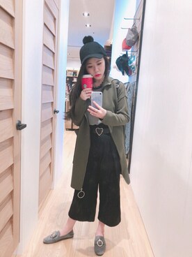 「roots（ルーツ）のアイテム（帽子）」を使った、Yuさん（レディース・161cm）の冬コーディネート